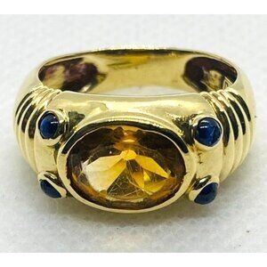 David Yurman 14K 585 Yellow Gold Citrine Sapphire Size 6.25